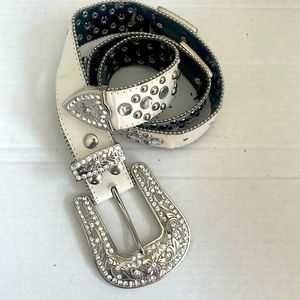 Vintage Rhinestone Cowboy Belt Genuine LeatherSize Medium/Large